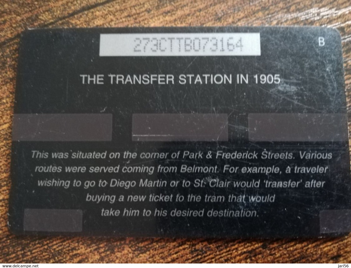 TRINIDAD & TOBAGO  GPT CARD    $20,-  273CCTB    THE TRANSFER STATION 1905              Fine Used Card        ** 8913** - Trinidad & Tobago