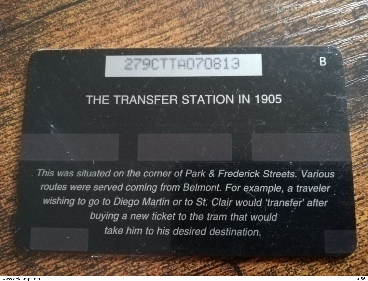 TRINIDAD & TOBAGO  GPT CARD    $20,-  279CCTA    THE TRANSFER STATION 1905              Fine Used Card        ** 8914** - Trinidad & Tobago