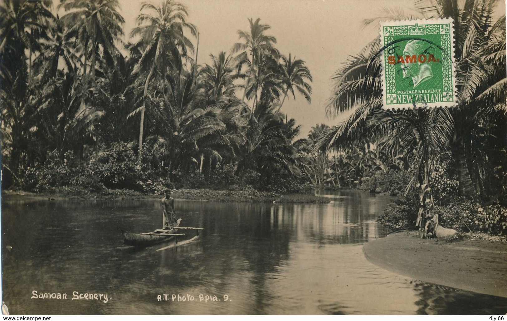 CPA SAMOA - Cachet APIA 06-02-1919 Sur N° 72 YT - Cocotier Pirogue - Va'a Cocoanut Tree - Real Photo Post Card. - American Samoa