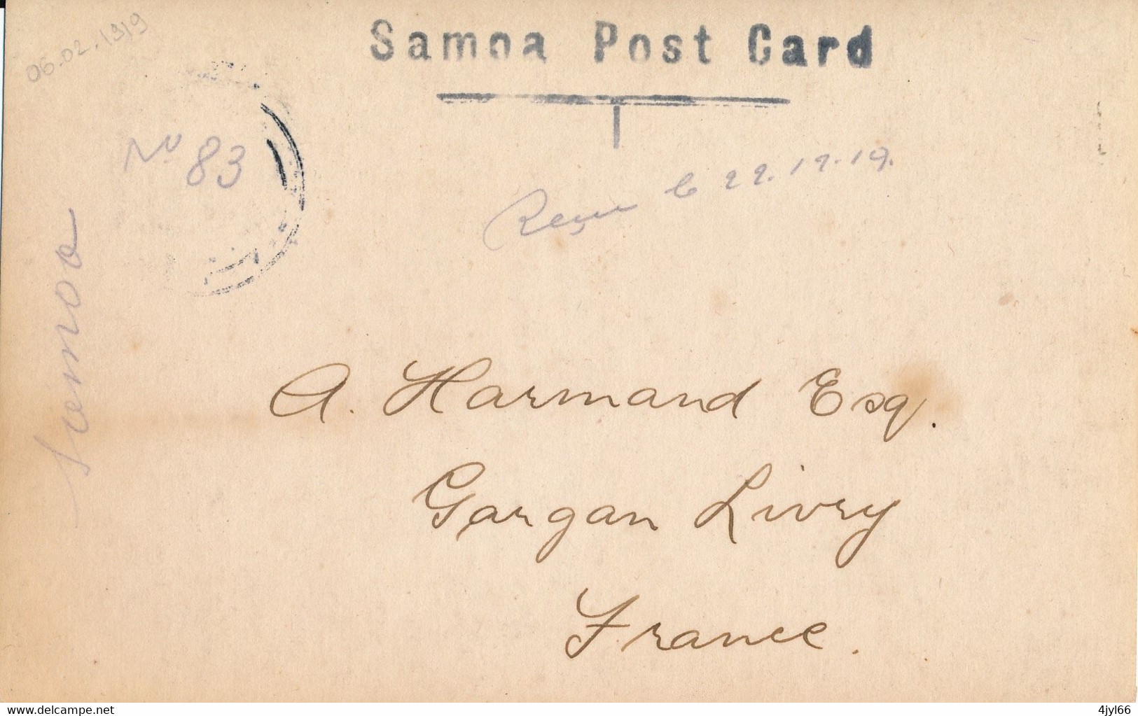 CPA SAMOA - Cachet APIA 06-02-1919 Sur N° 72 YT - Cocotier Pirogue - Va'a Cocoanut Tree - Real Photo Post Card. - Samoa Américaine