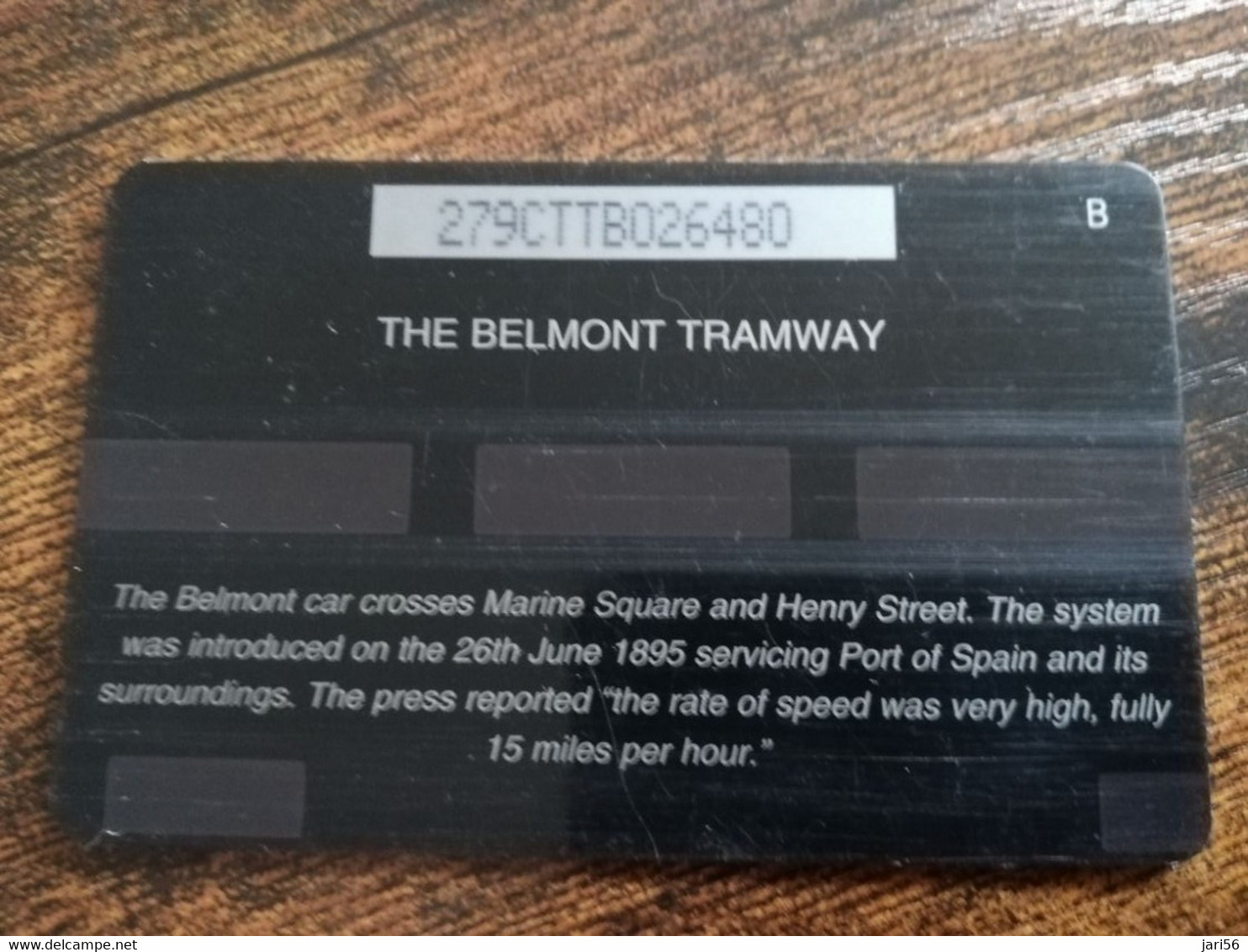 TRINIDAD & TOBAGO  GPT CARD    $20,-  279CCTB    THE BELMONT TRAMWAY             Fine Used Card        ** 8915** - Trinidad En Tobago