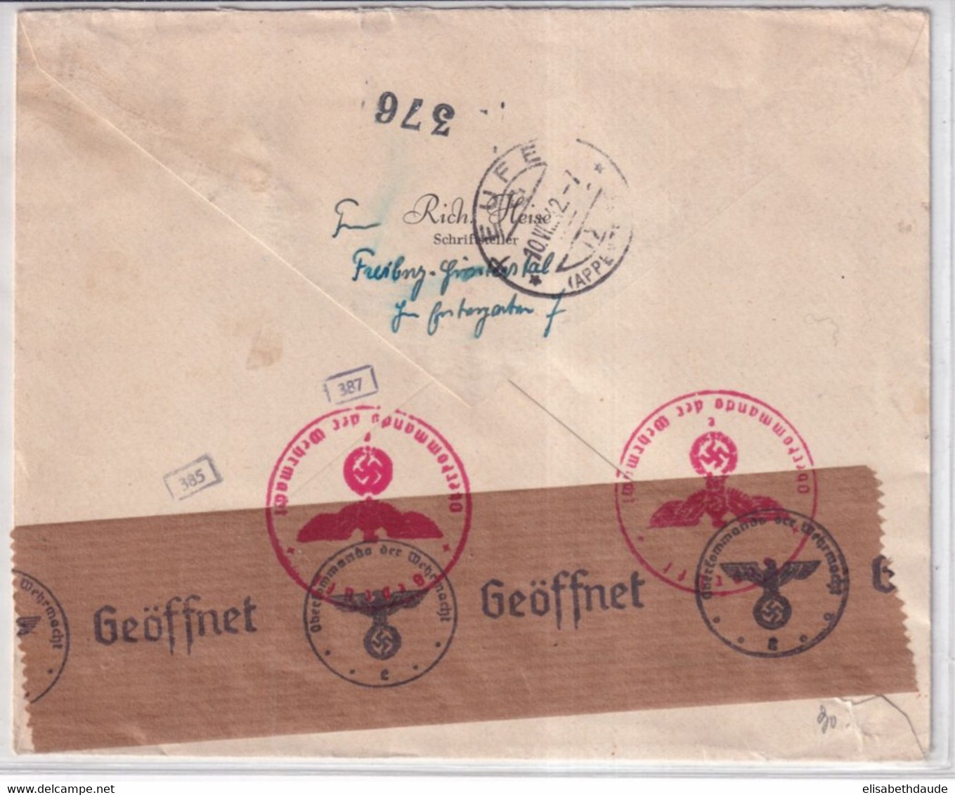 BÖHMEN Und MÄHREN - 1942 - MIXTE Avec REICH Sur ENVELOPPE RECOMMANDEE De FREIBURG (BADEN) !! => TEUFEN (SUISSE) - Storia Postale