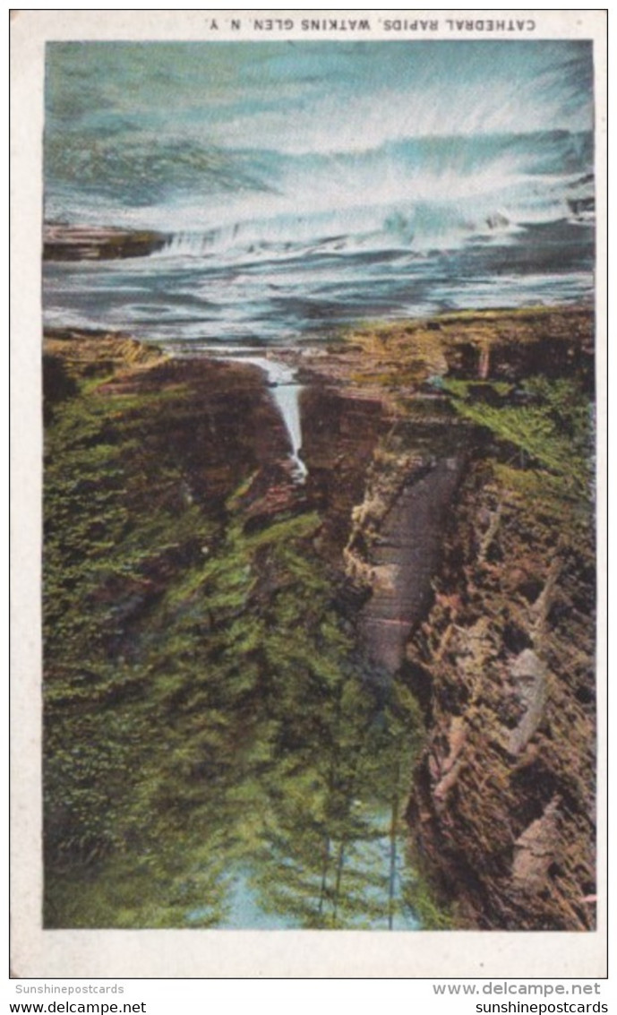 New York Watkins Glen Cathedral Rapids Curteich - Adirondack