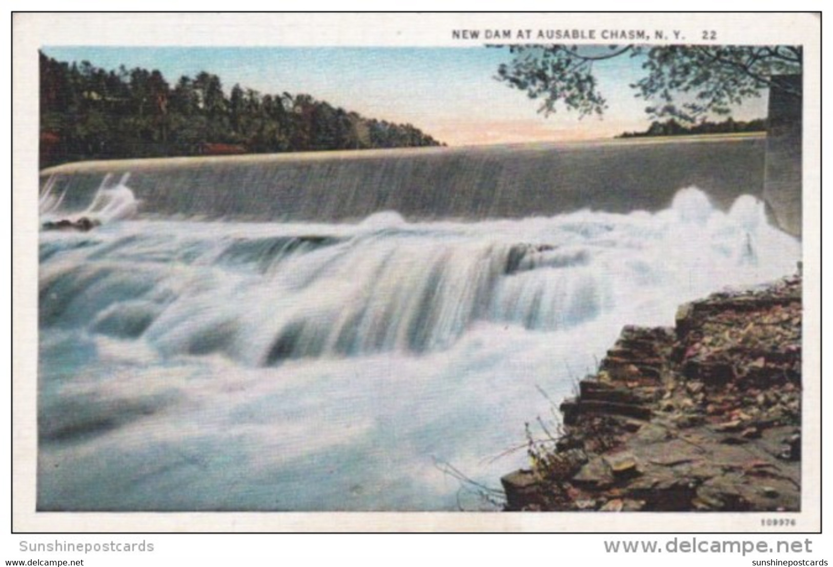 New York New Dam At Ausable Chasm Curteich - Adirondack