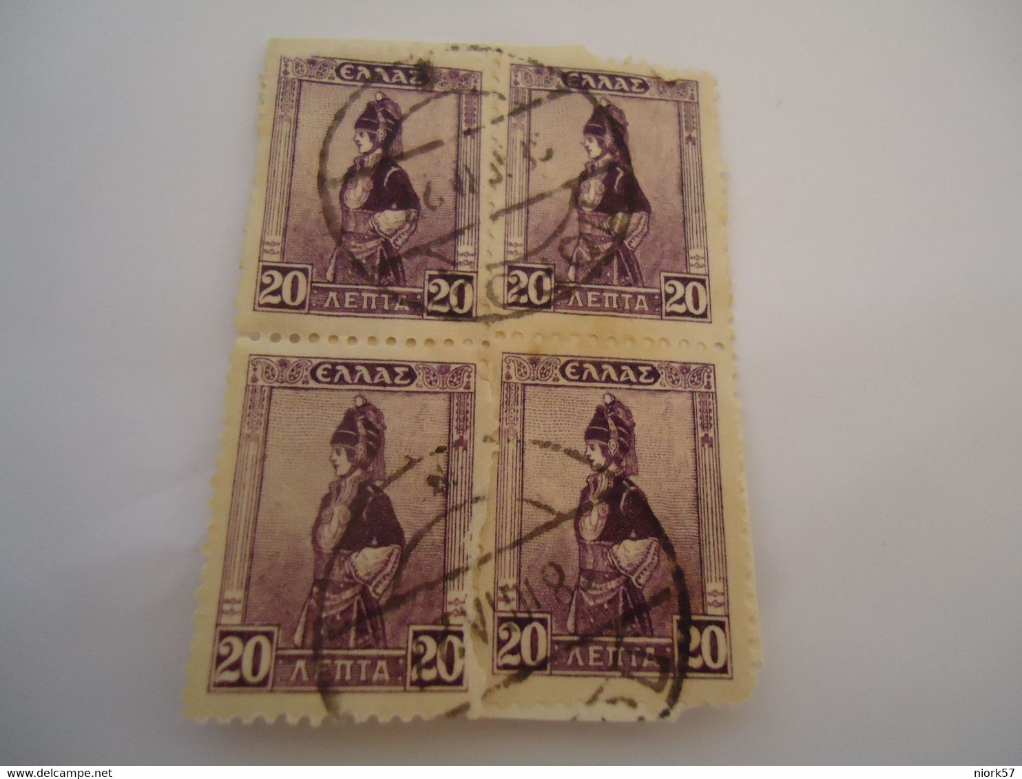 GREECE  USED STAMPS    BLOCK  OF 4 WITH POSTMARK  POROS  ΠΟΡΟΣ1918 - Sin Clasificación