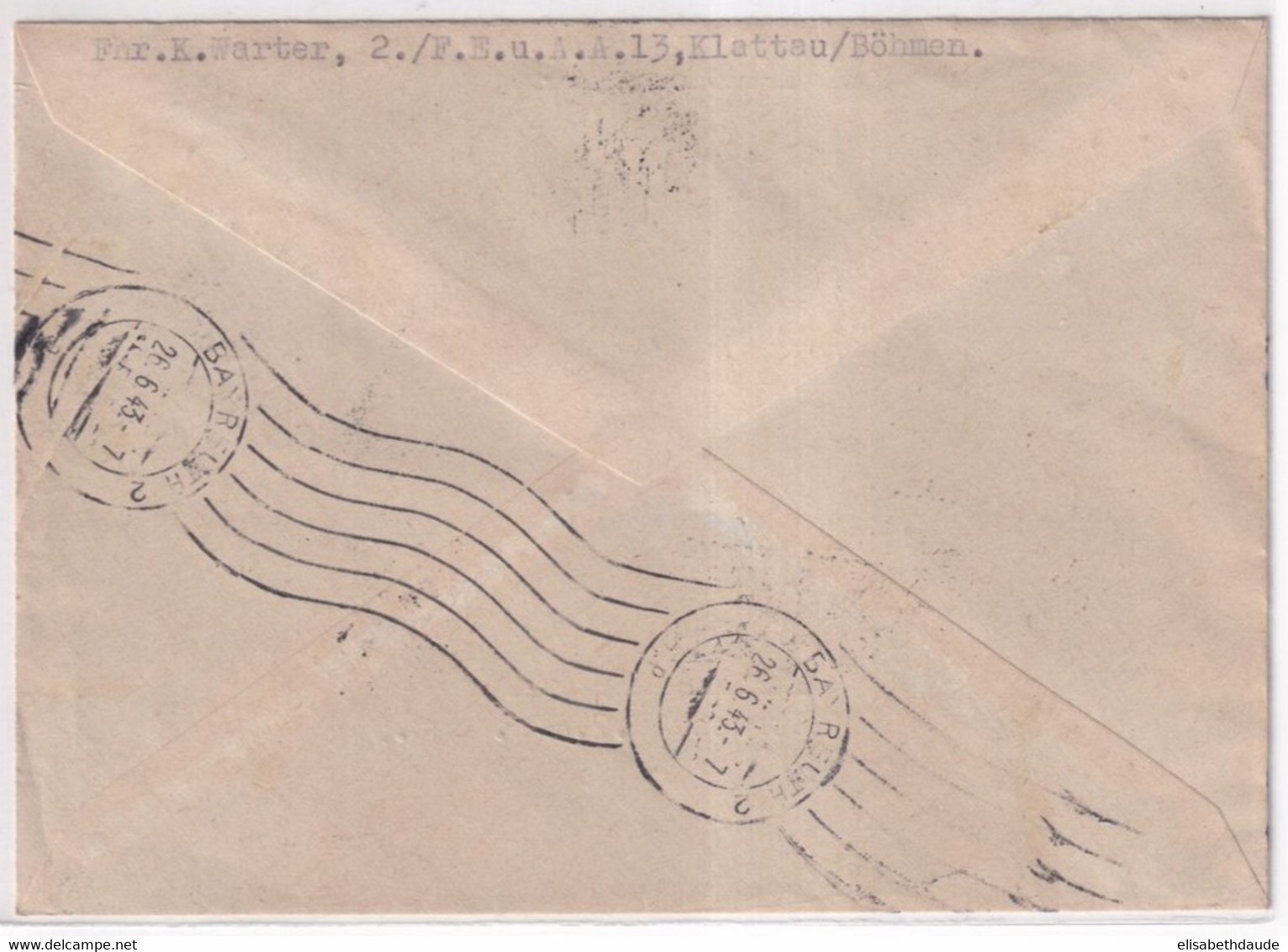 BÖHMEN Und MÄHREN - 1943 - ENVELOPPE RECOMMANDEE De KLATOVY => BAYREUTH - Briefe U. Dokumente