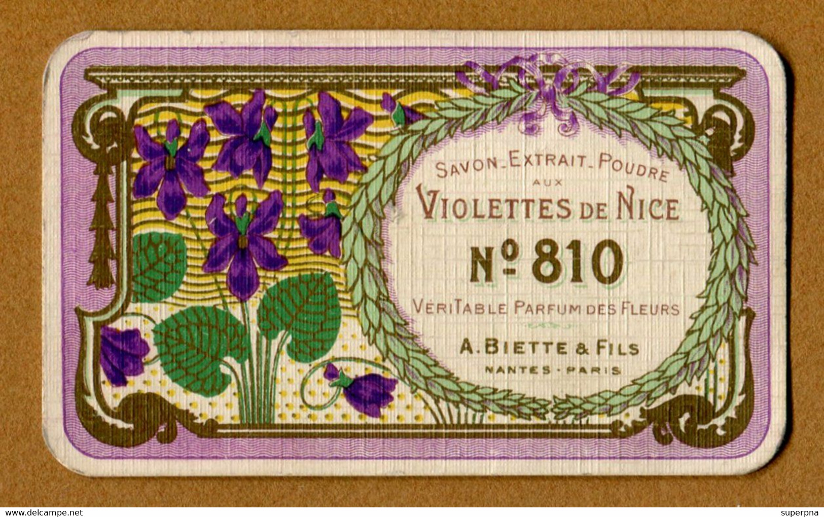" VIOLETTES DE NICE N° 810 - PARFUM A. BIETTE & Fils à NANTES "  CALENDRIER 1914 - Anciennes (jusque 1960)