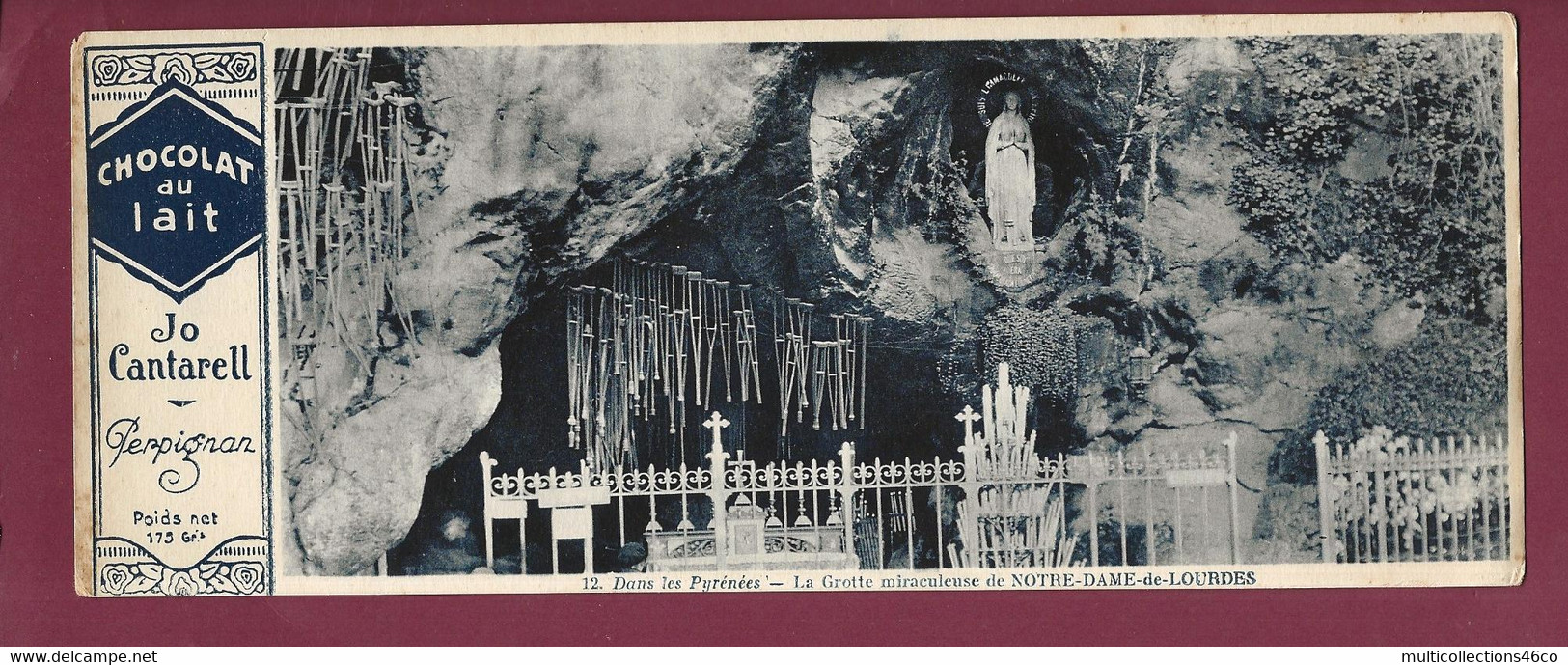 170222A - PUBLICITE CHOCOLAT AU LAIT JO CANTARELL PERPIGNAN - N°12 Pyrénées Grotte Miraculeuse NOTRE DAME DE LOURDES - Cioccolato