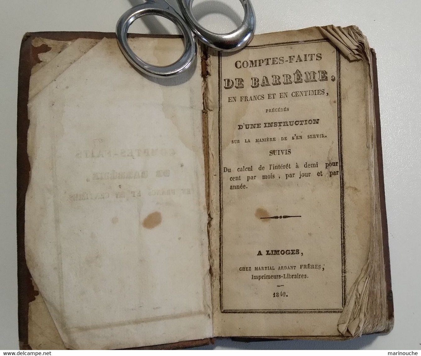 Comptes-Faits De Barrême, En Francs Et En Centimes. LIMOGES - 1840 - - Buchhaltung/Verwaltung