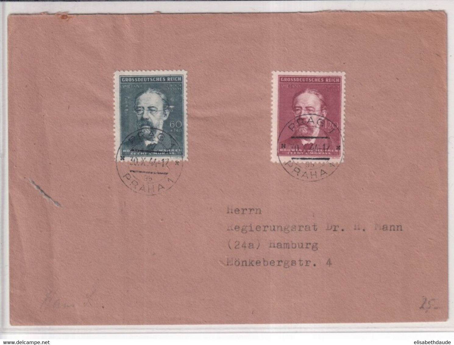 BÖHMEN Und MÄHREN - 1944 - ENVELOPPE De PRAGUE => HAMBURG - Cartas & Documentos