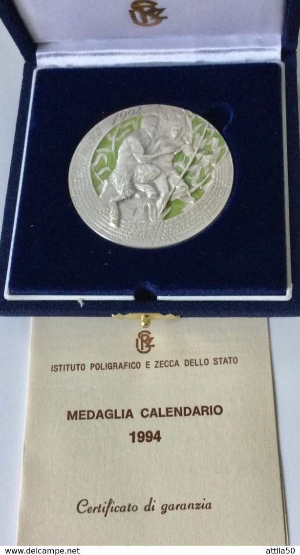 IPZS - Istituto Poligrafico Dello Stato- Medaglia Calendario 1994 In Argento Gr.60 Diam.50m. I Miti Dell’Uomo. - Notgeld