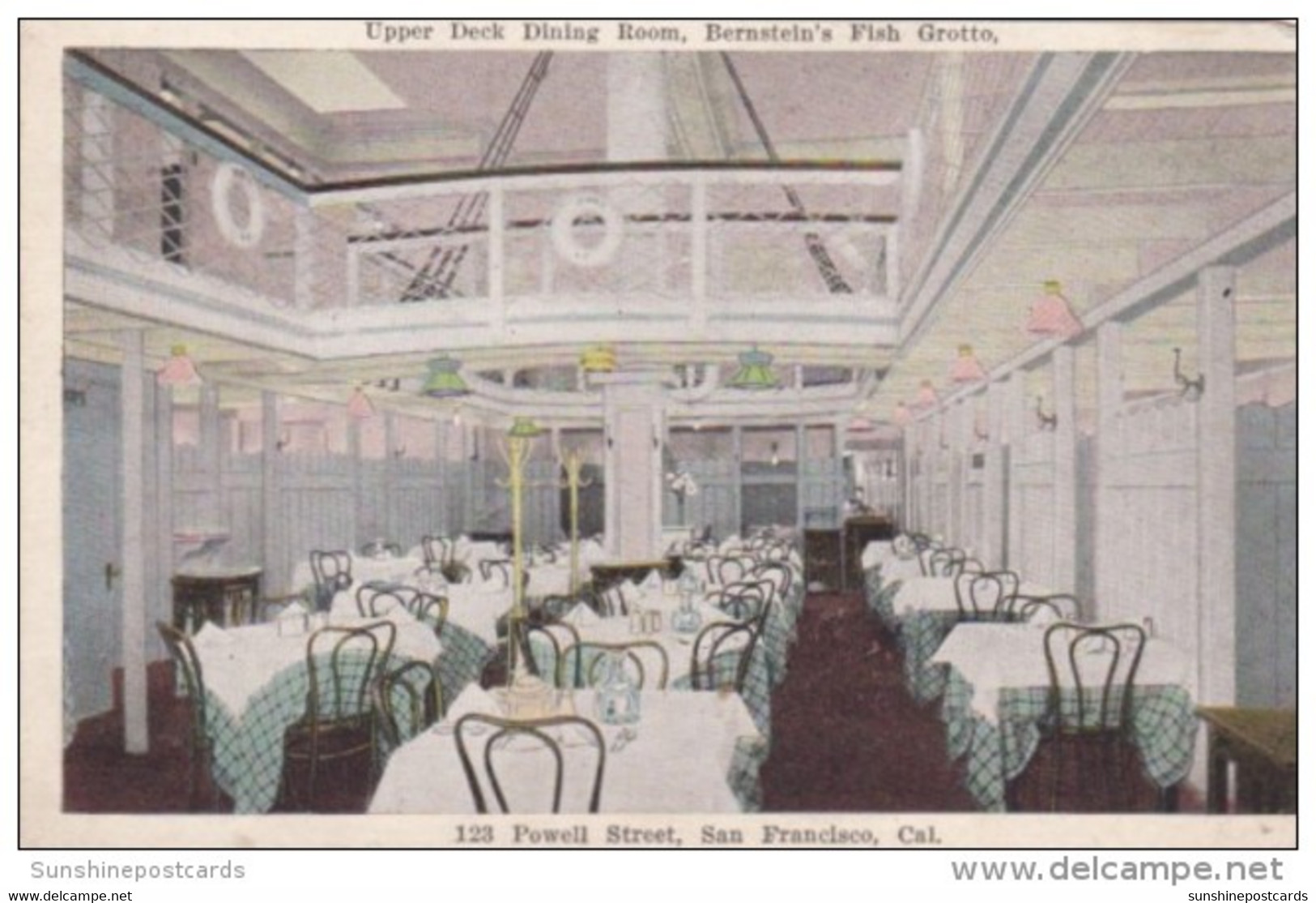 California San Francisco Upper Deck Dining Room Interior Bernstein's Fish Grotto Restaurant - San Bernardino