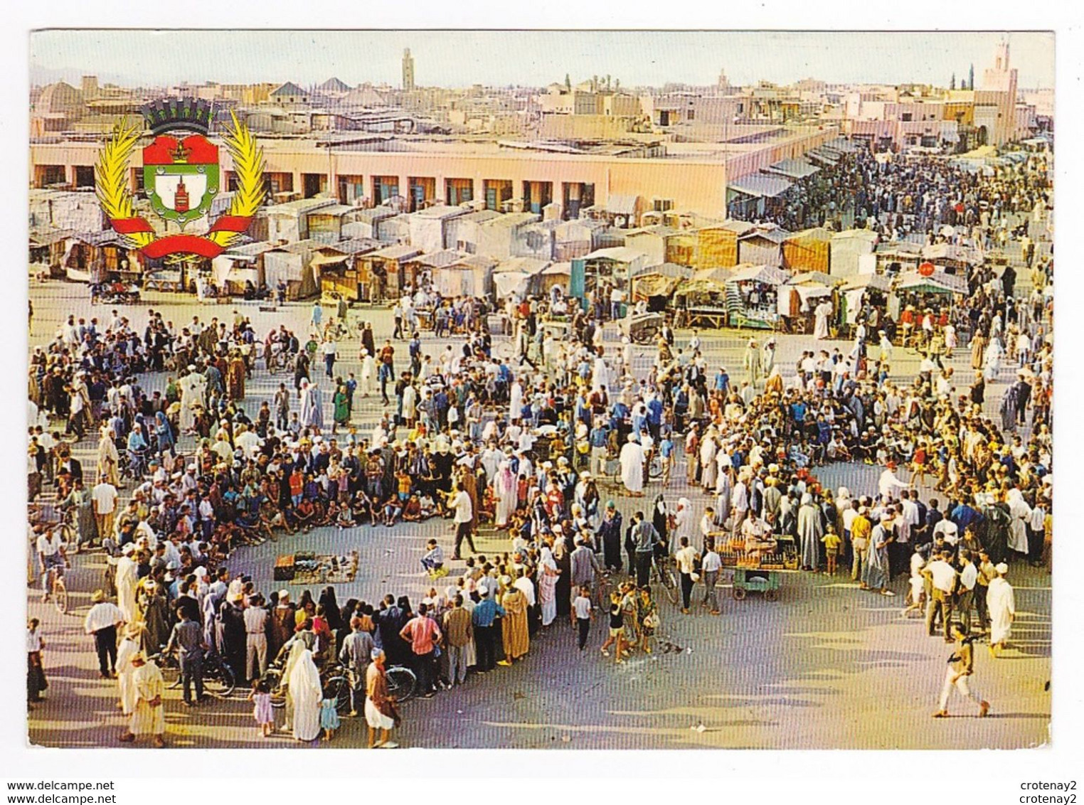 Maroc MARRAKECH Place Djemaa El Fna Marché Et Armoiries De La Ville En 1975 VOIR DOS - Marrakech