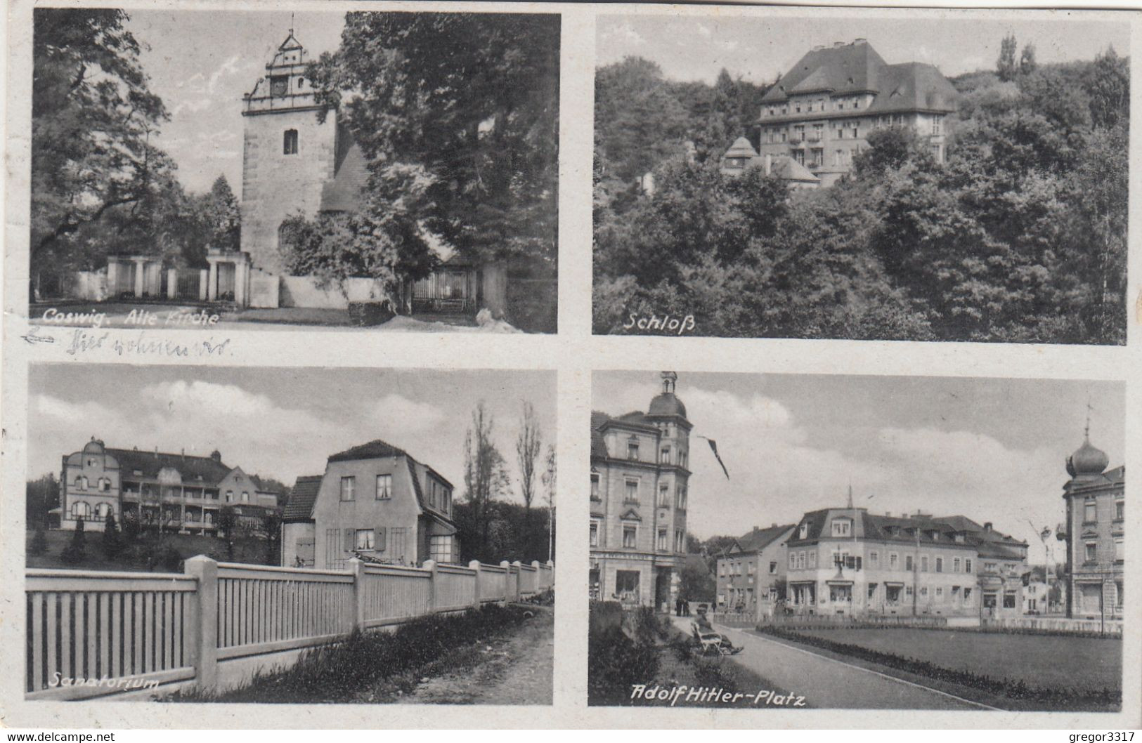 A8320) COSWIG - Adolf Hitler Platz - Schloß - Sanatorium - Alte KIRCHE - 1944 - Coswig