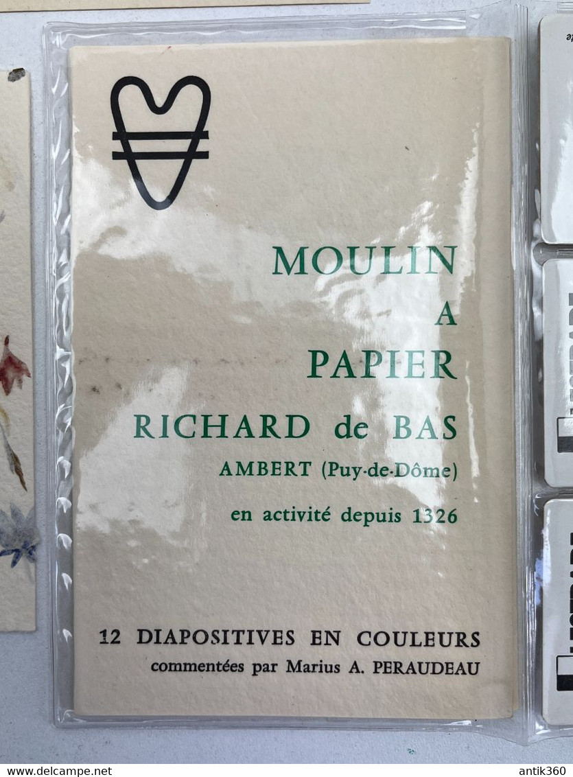 Lot De Vieux Papiers Et Diapositives Papeterie Moulin Richard De Bas AMBERT D'AUVERGNE Puy De Dôme Vieux Métiers - Verzamelingen
