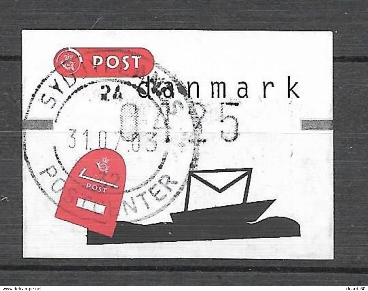 Timbres Oblitérés Du Danemark, Timbre De Distributeur 2003, Transport Du Courrier, Bateau, Ship - Timbres De Distributeurs [ATM]