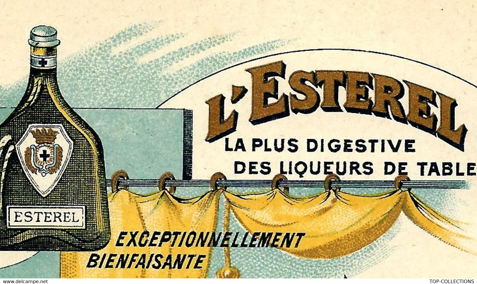 MENU PUBLICITE COULEURS SUPERBES "LIQUEUR L' ESTEREL" Circa 1900 IMPRIMERIE COURBE ROUZET DOLE DU JURA T.B.E.V.SCANS - Menú