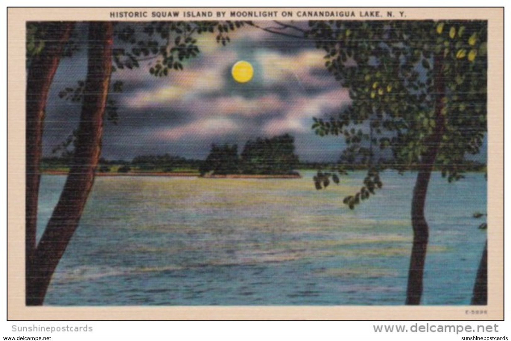 New York Historic Squaw Island By Moonlight On Canandaigua Lake - Catskills