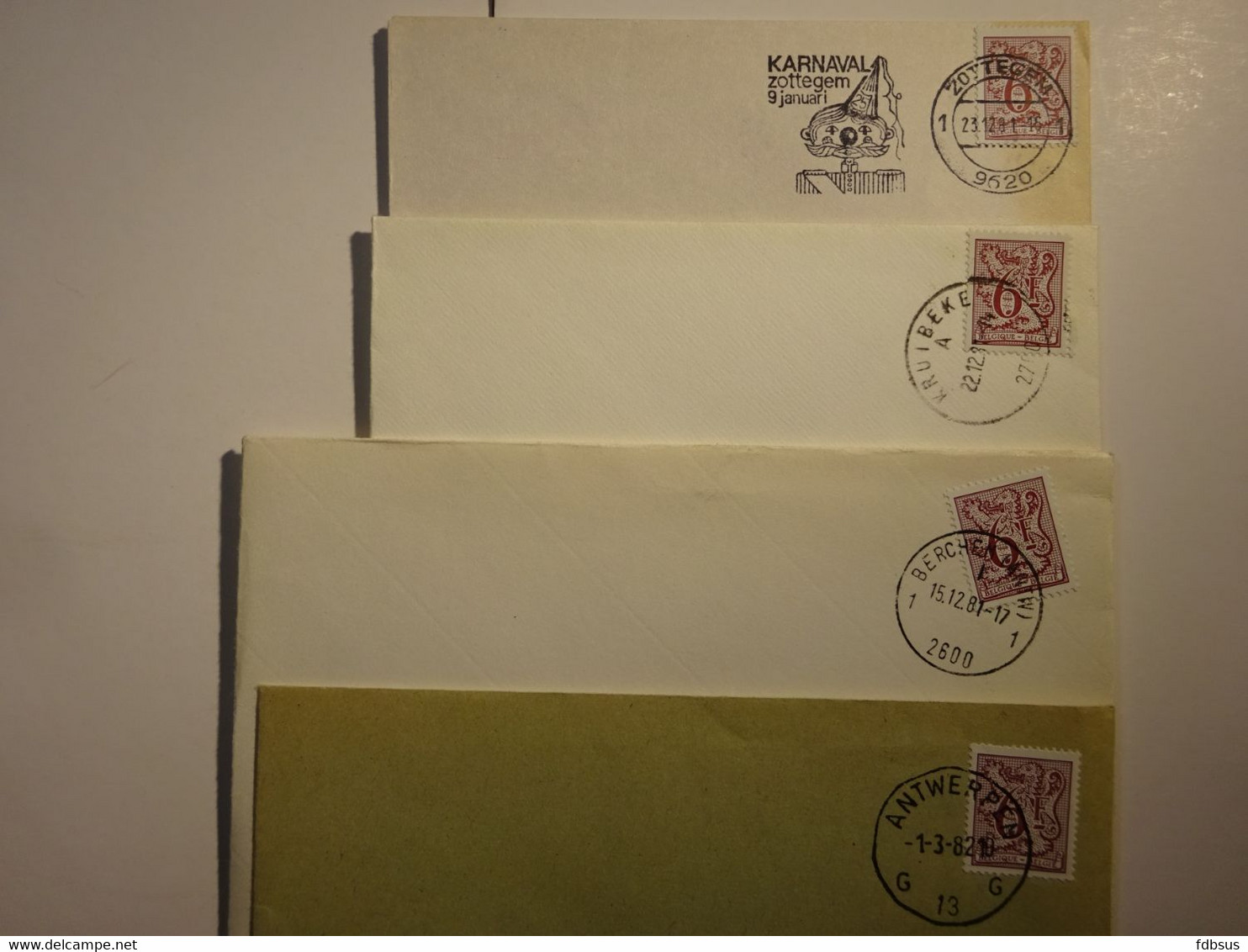 4 Enveloppen Gefr. 6Fr - Zottegem  Kruibeke Antwerpen Berchem - Zie Scan (s) Voor Zegels, Stempels En Andere Hoofdingen - 1977-1985 Chiffre Sur Lion