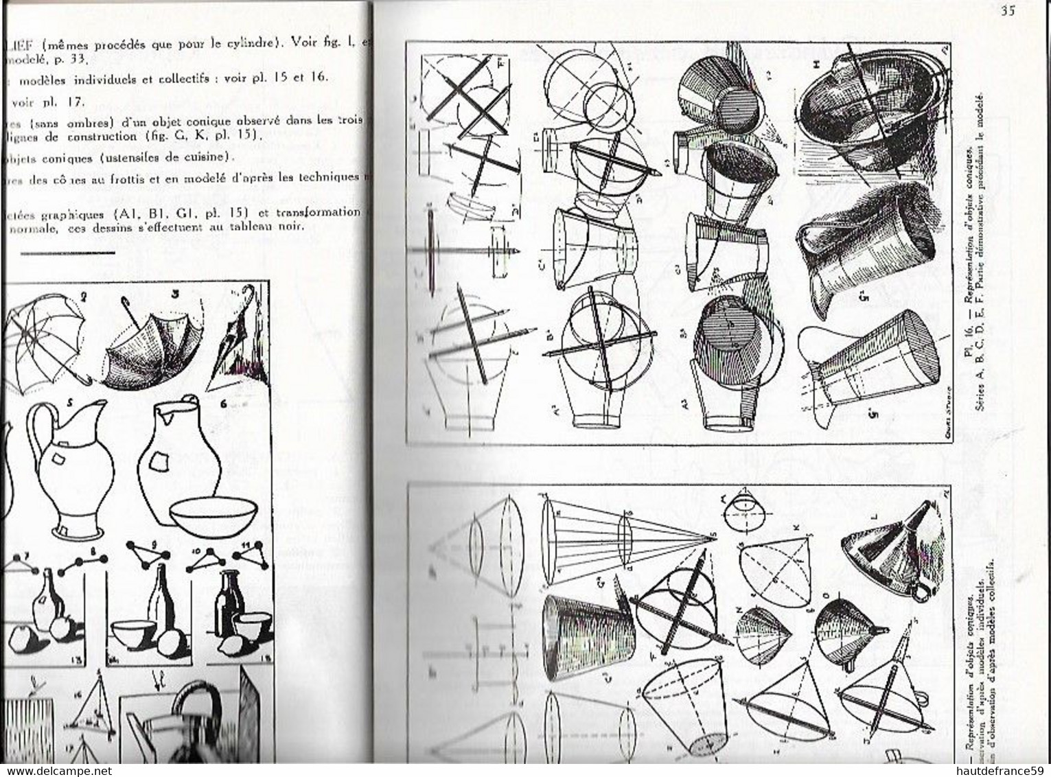 enseignement du dessin COURS STUDIO  1937 LE DESSIN RATIONNEL  cours III - La Louvière Belgique nombreux dessins schémas