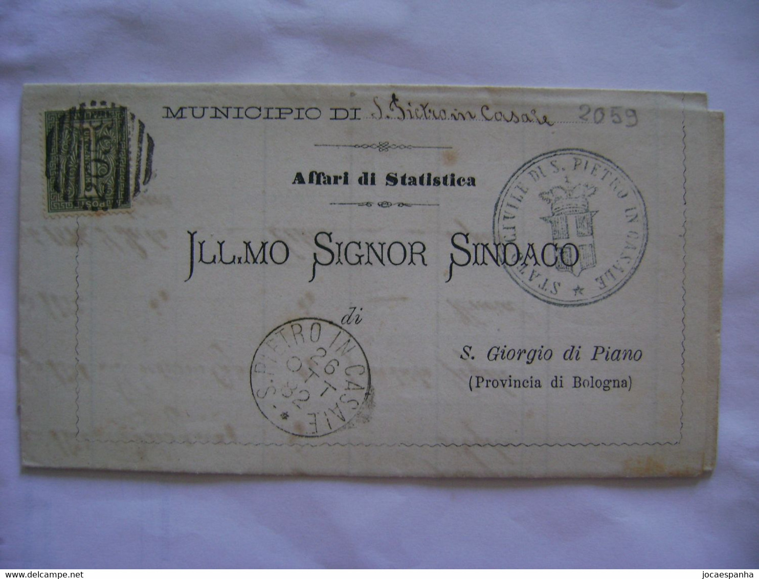 ITALY - STATISTICS AFFAIRS SENT FROM DE S. PIETRO IN CASALE IN 1882 IN THE STATE - Altri & Non Classificati