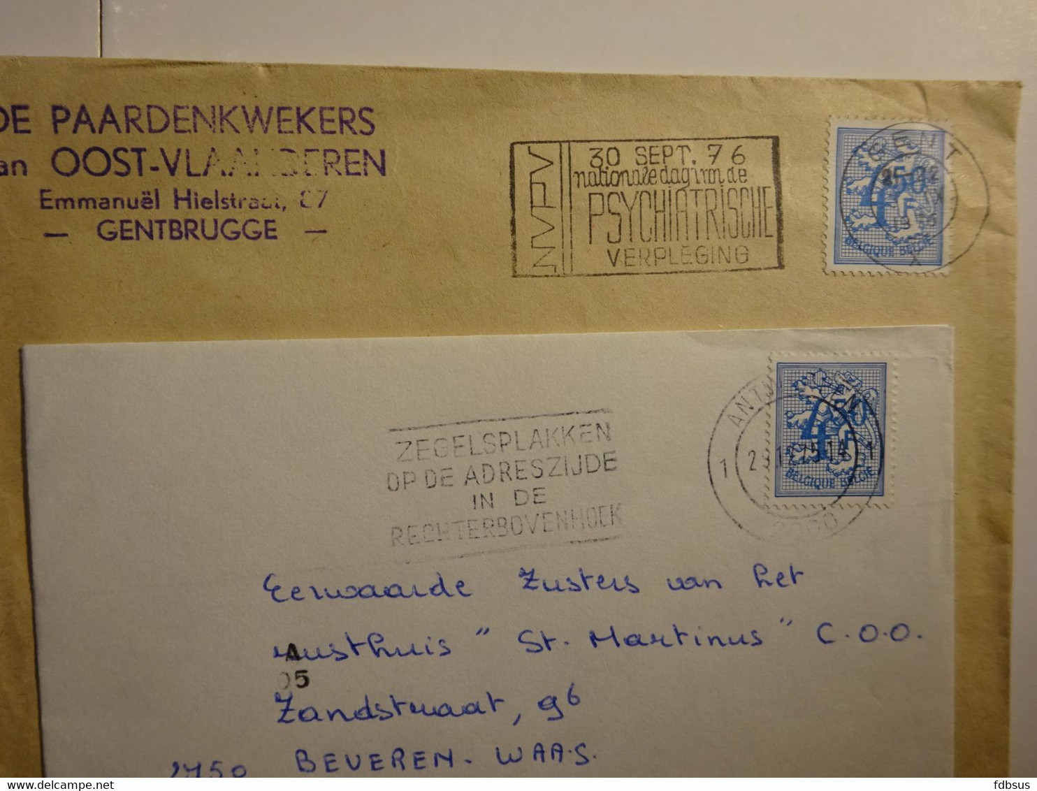 5 Enveloppen Gefr. 4.50 Fr - Antwerpen - Gentbrugge - Gent - Bruxelles - Kortrijk - Zie Scan (s) Voor Zegels, Stempels E - 1977-1985 Cijfer Op De Leeuw