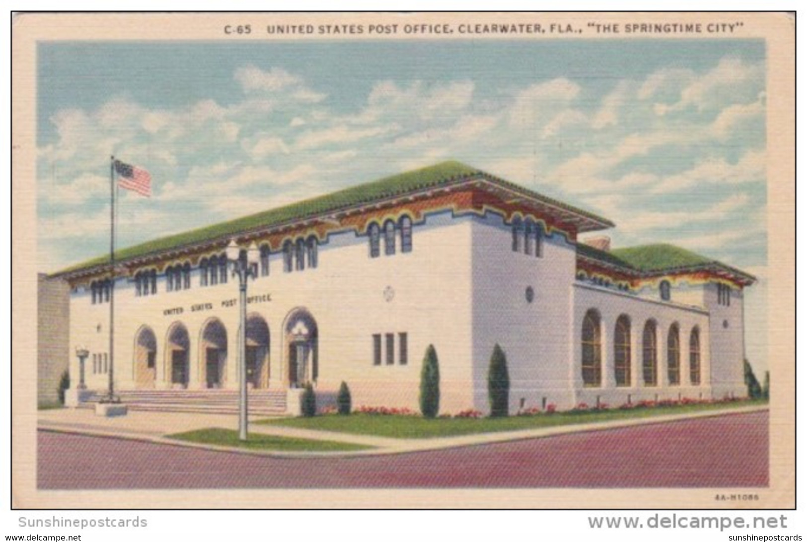 Florida Clearwater Post Office 1941 Curteich - Clearwater