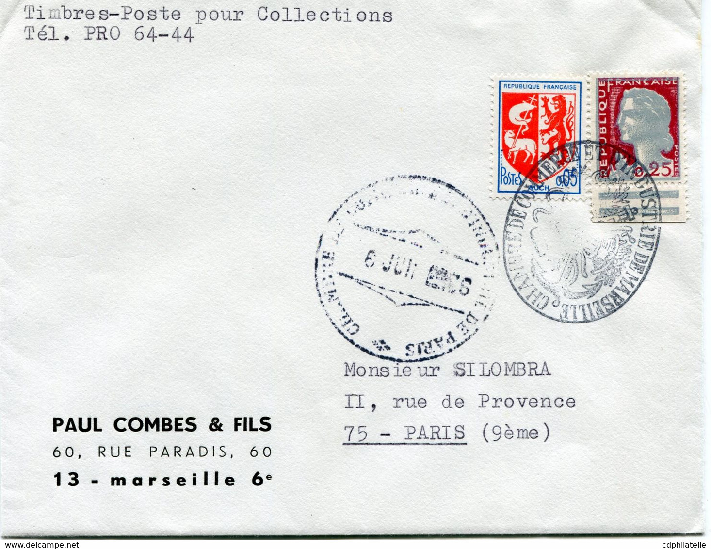 FRANCE LETTRE DEPART CHAMBRE DE COMMERCE ET D'INDUSTRIE DE MARSEILLE POUR LA FRANCE - Documenten
