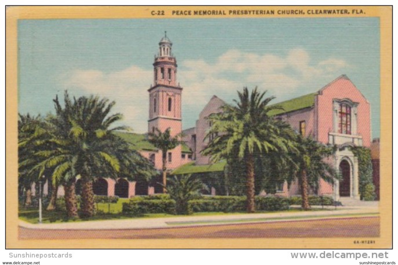 Florida Clearwater Peace Memorial Presbyterian Church 1954 Curteich - Clearwater