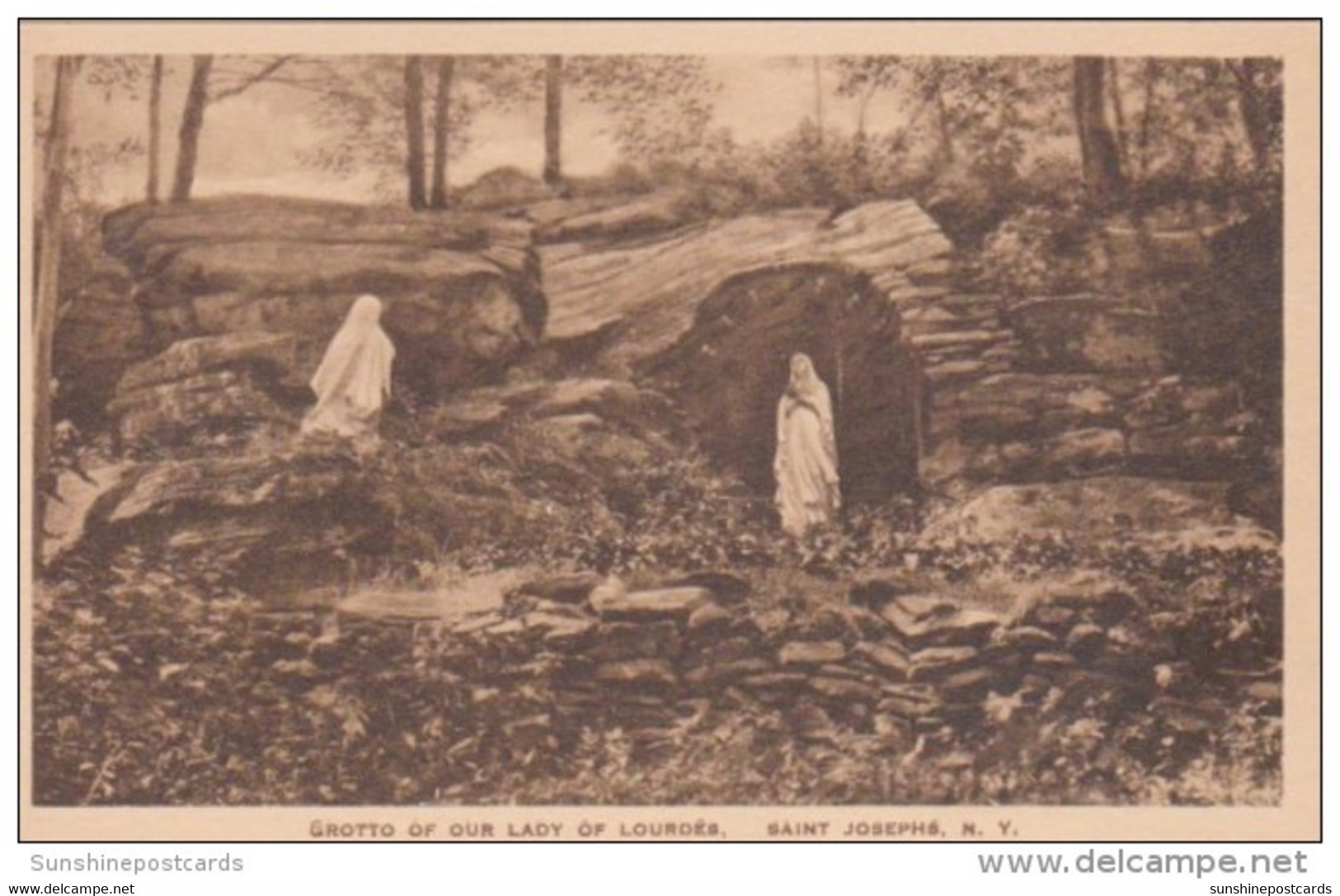 New York Saint Josephs Grotto Of Our Lady Of Lourdes Albertype - Adirondack