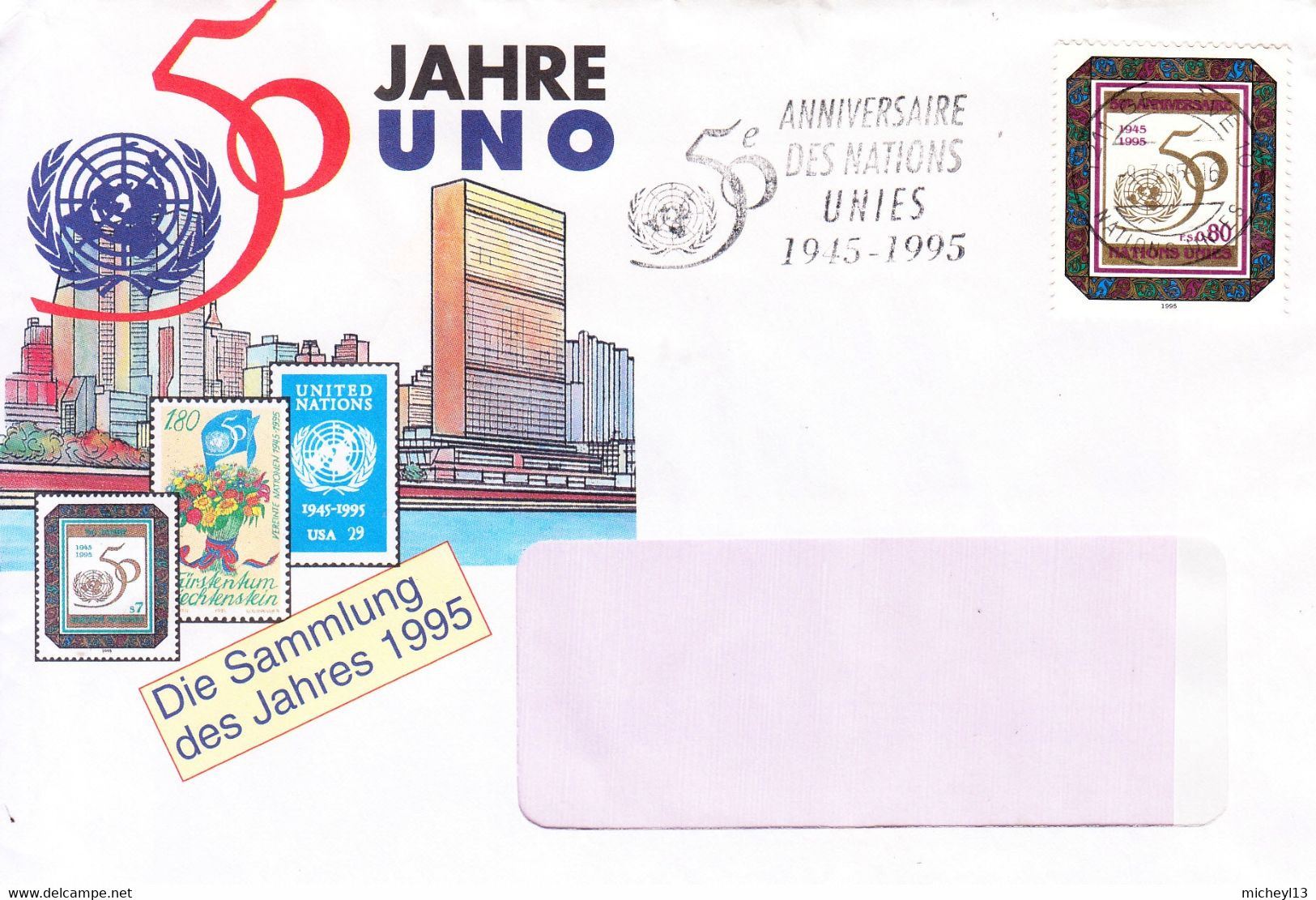 Nations Unies-Genève-9/3/1995-50è Anniversaire Des Nations Unies - Storia Postale