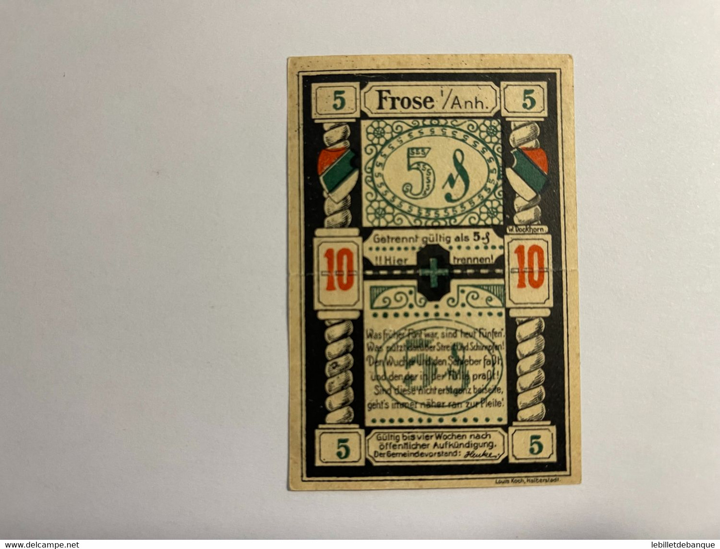 Allemagne Notgeld Frose 10 Pfennig - Collections