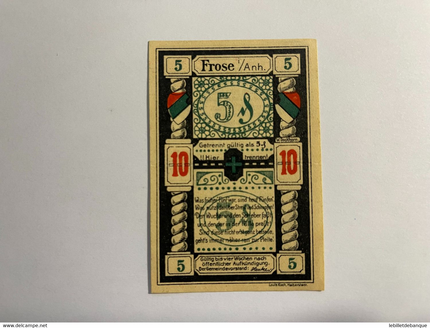 Allemagne Notgeld Frose 10 Pfennig - Collections