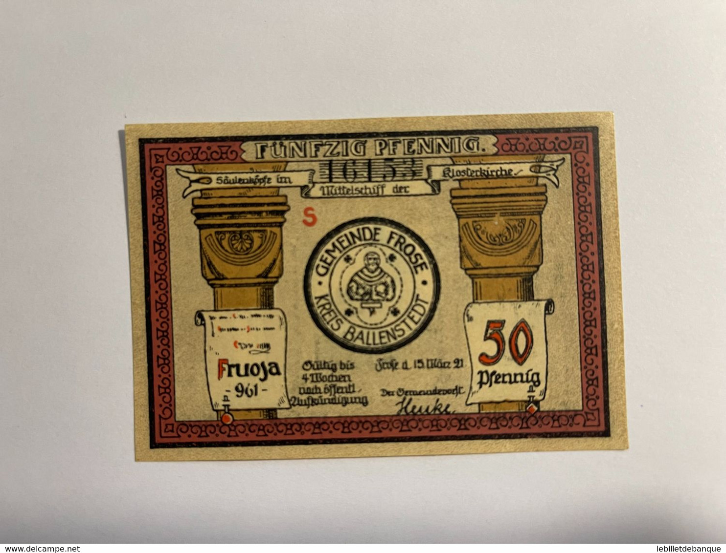 Allemagne Notgeld Frose 50 Pfennig - Collections