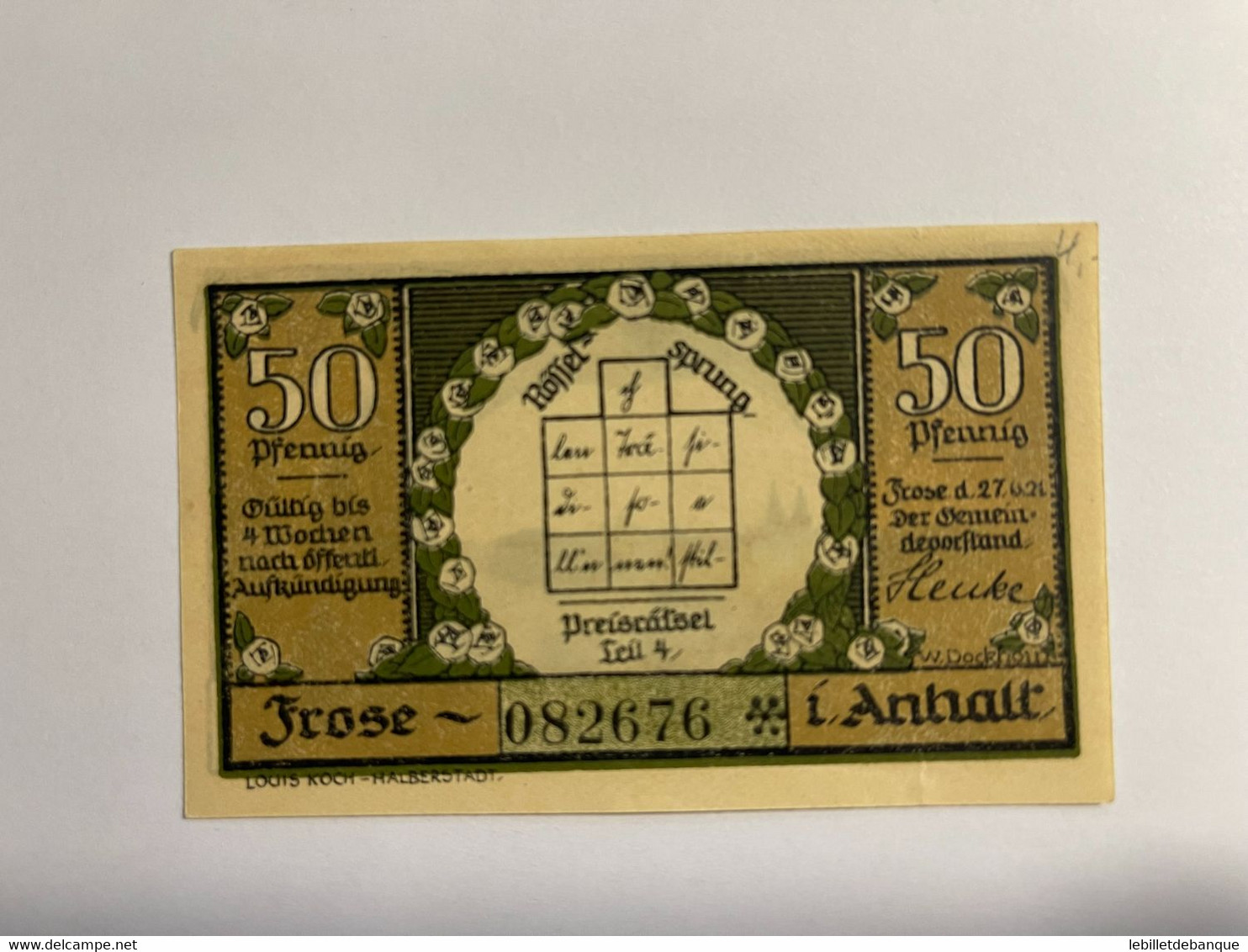 Allemagne Notgeld Frose 50 Pfennig - Collections