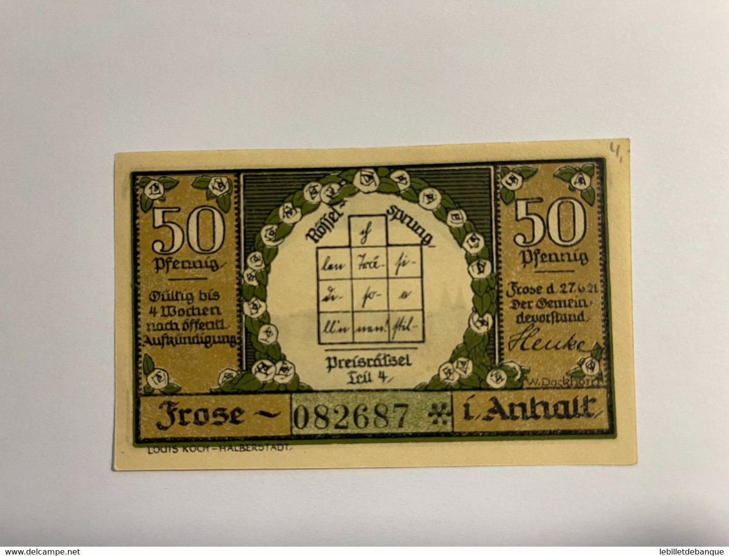 Allemagne Notgeld Frose 50 Pfennig - Collections