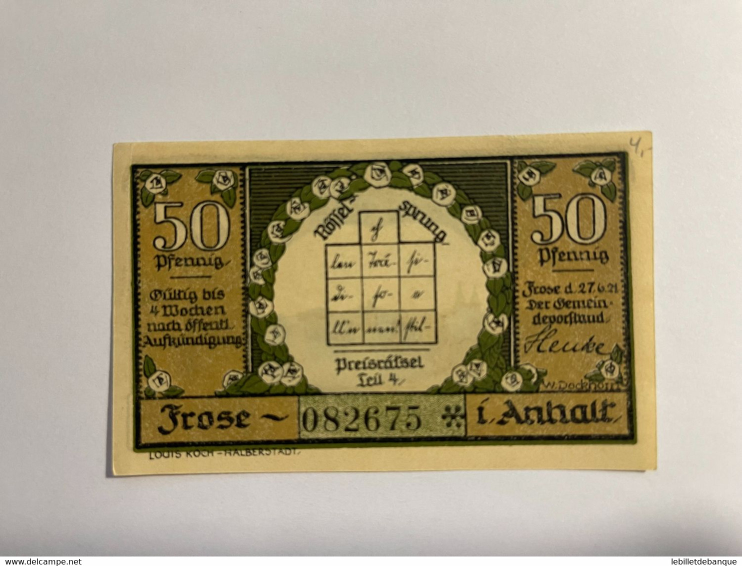 Allemagne Notgeld Frose 50 Pfennig - Collections