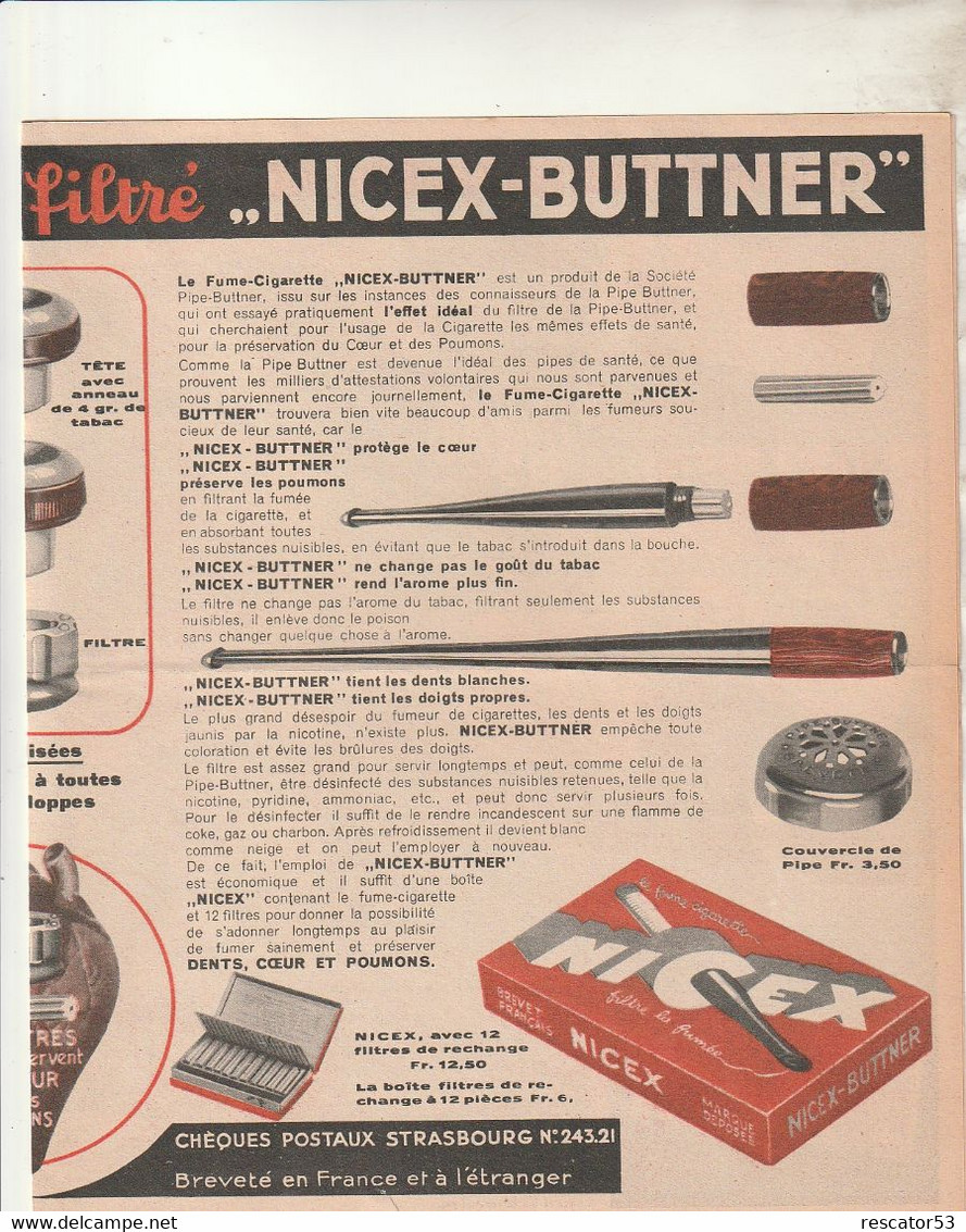Publicité Pour Les Filtres De Pipe Buttner - Altri & Non Classificati