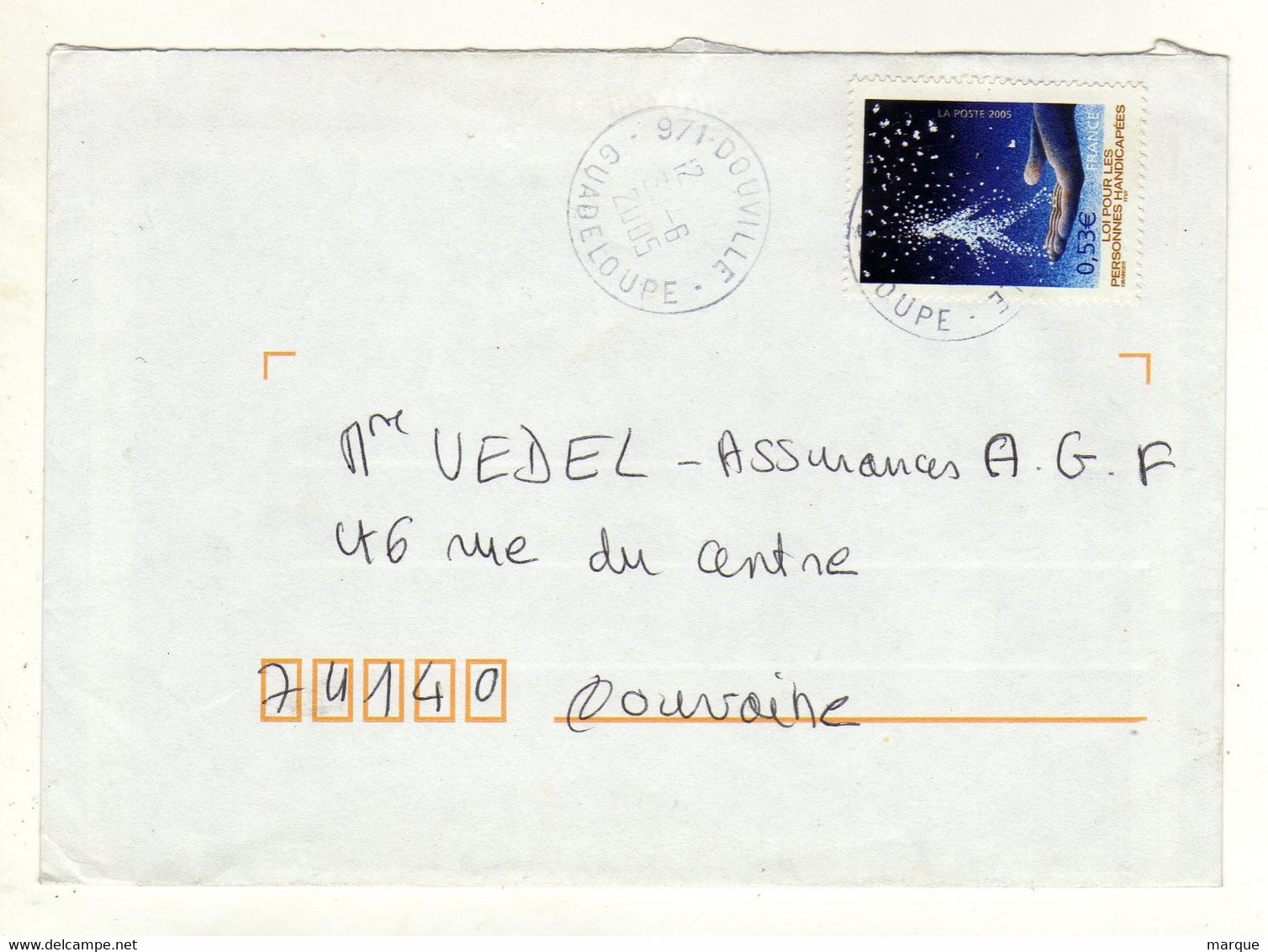 Enveloppe GUADELOUPE Oblitération DOUVILLE 06/2005 - Storia Postale