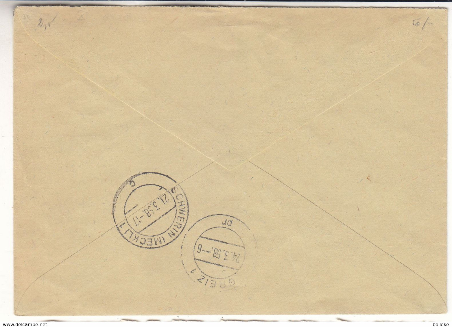 Allemagne - République Démocratique - Lettre De 1958 - Oblit  Schwerin - Exp Vers Greiz - - Storia Postale