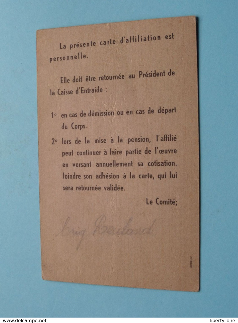 Caisee D'Entraide De La GENDARMERIE - Carte D'Affiliation ( Zie / Voir Photo ) ! - Documents