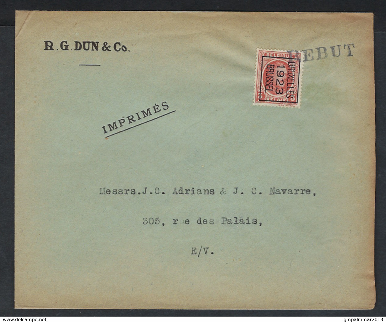 BELGIE - TYPO Preo Nr. 78 B Op Brief Van R.G. DUN & Co Met REBUT  ; Detail + Staat Zie Scan ! LOT 137 - Sobreimpresos 1922-31 (Houyoux)