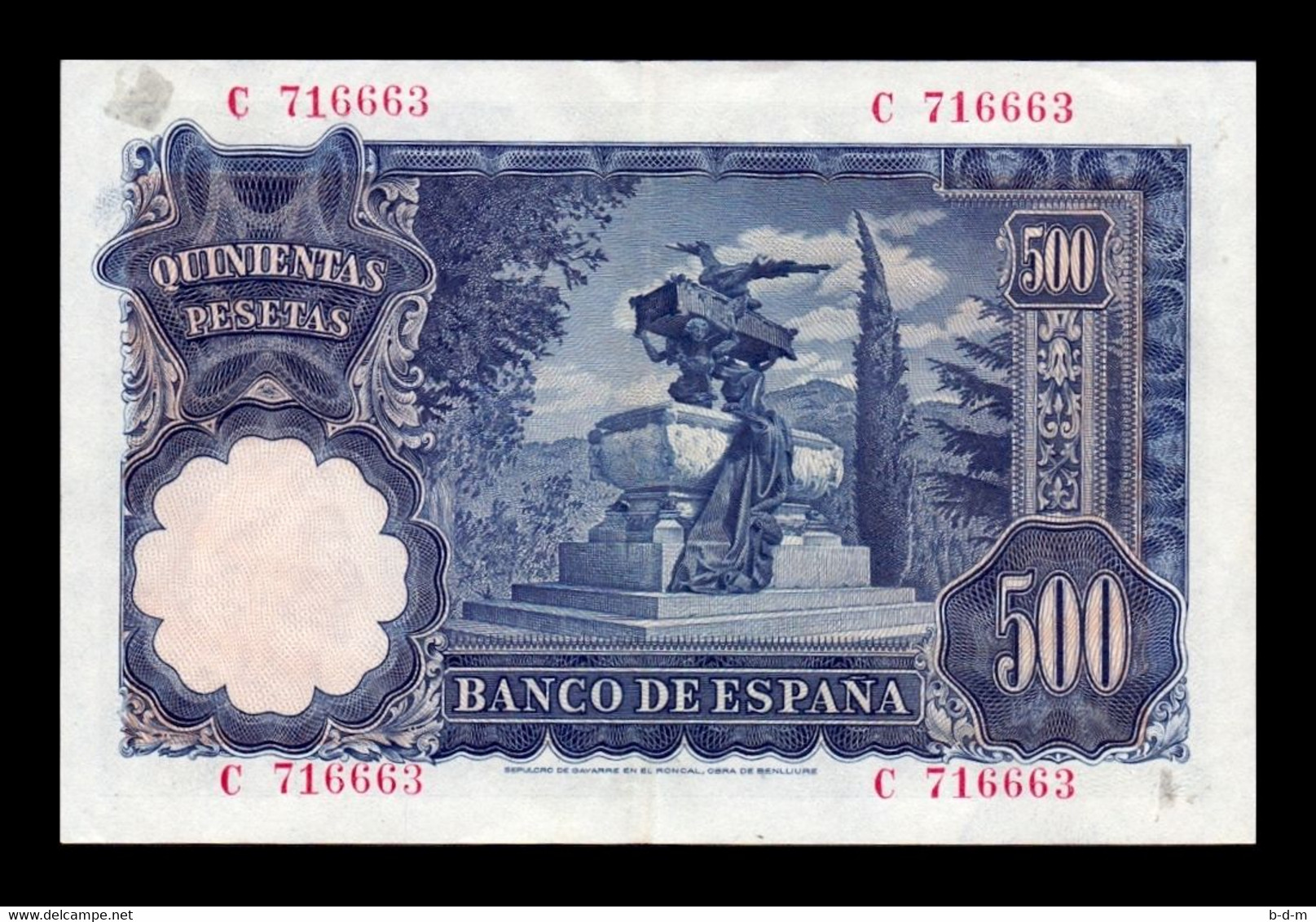 España Spain 500 Pesetas Mariano Benlliure 1951 Pick 142 Serie C EBC XF - 500 Pesetas