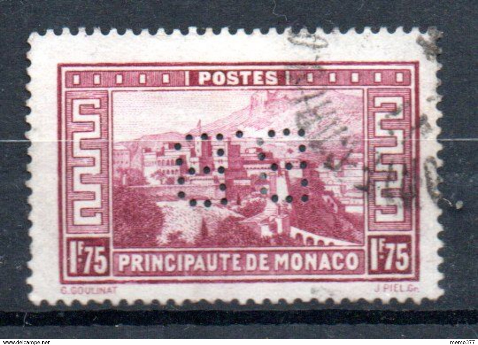 MONACO -- Timbre Perforé Oblitéré -- B B --15 - 15  -- 1 F. 75  Lie De Vin  Palais Princier - Used Stamps