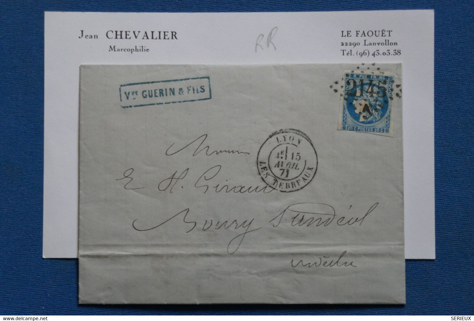 AR7 FRANCE BELLE LETTRE 1871 GRAY  POUR BOURG ST  ANDEOL  +EMISSION DE  BORDEAUX     + AFFRANCH. INTERESSANT - 1870 Ausgabe Bordeaux