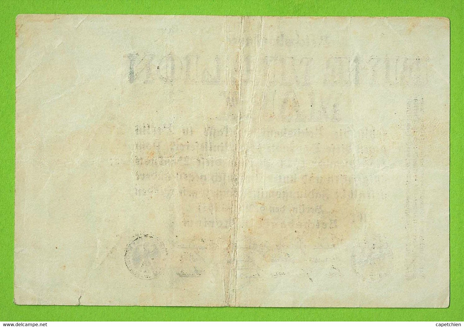 ALLEMAGNE / 1 MILLION MARK / REICHSBANKNOTE / 09 - 08 - 1923 :/ RW /  Ros.101 - 1 Miljoen Mark