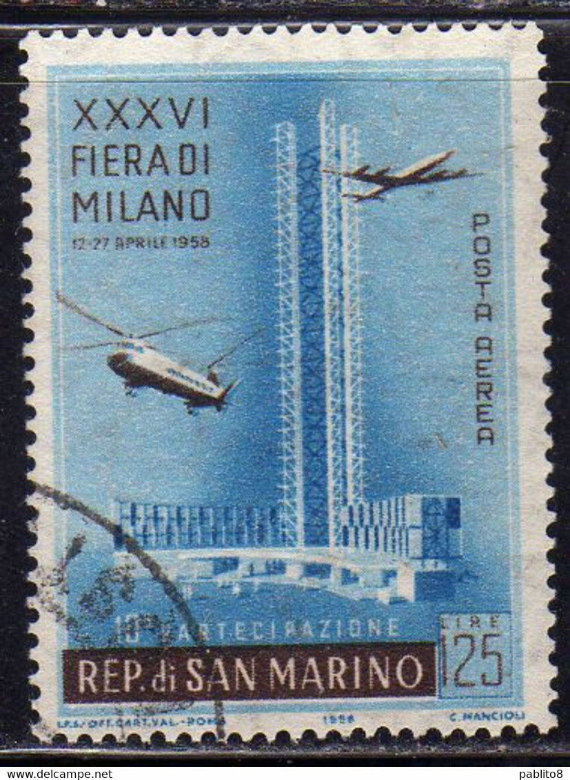 REPUBBLICA DI SAN MARINO 1958 FIERA DI MILANO FAIR LIRE 125 USATO USED OBLITERE' - Usati