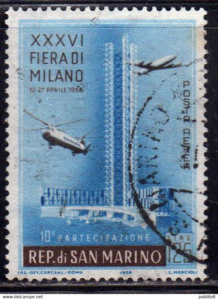 REPUBBLICA DI SAN MARINO 1958 FIERA DI MILANO FAIR LIRE 125 USATO USED OBLITERE' - Usati