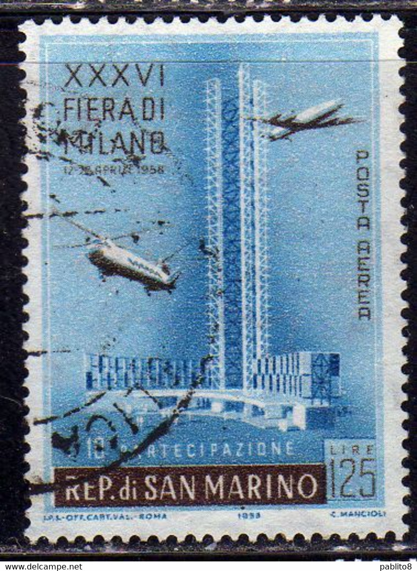 REPUBBLICA DI SAN MARINO 1958 FIERA DI MILANO FAIR LIRE 125 USATO USED OBLITERE' - Usati