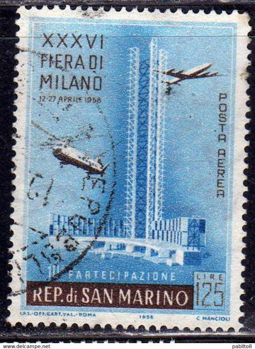 REPUBBLICA DI SAN MARINO 1958 FIERA DI MILANO FAIR LIRE 125 USATO USED OBLITERE' - Usati